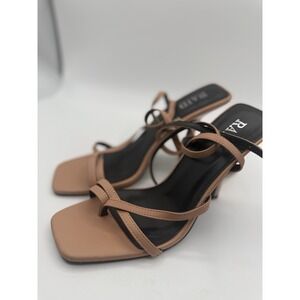 RAID Heeled Sandals Strappy Square Toe Stiletto Heels Tan Size 7 Women